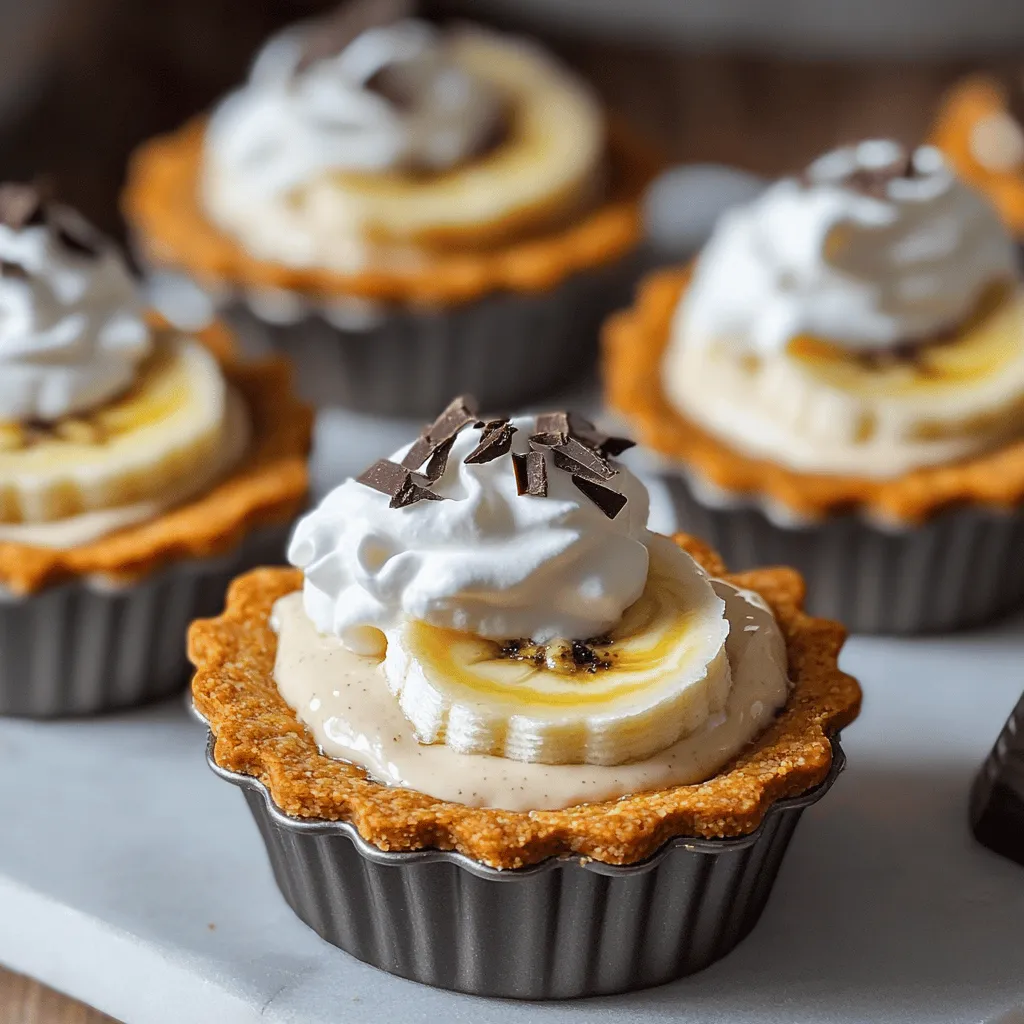 For mini banana cream pies, you need a few key ingredients. First, the crust is vital for that sweet crunch. You