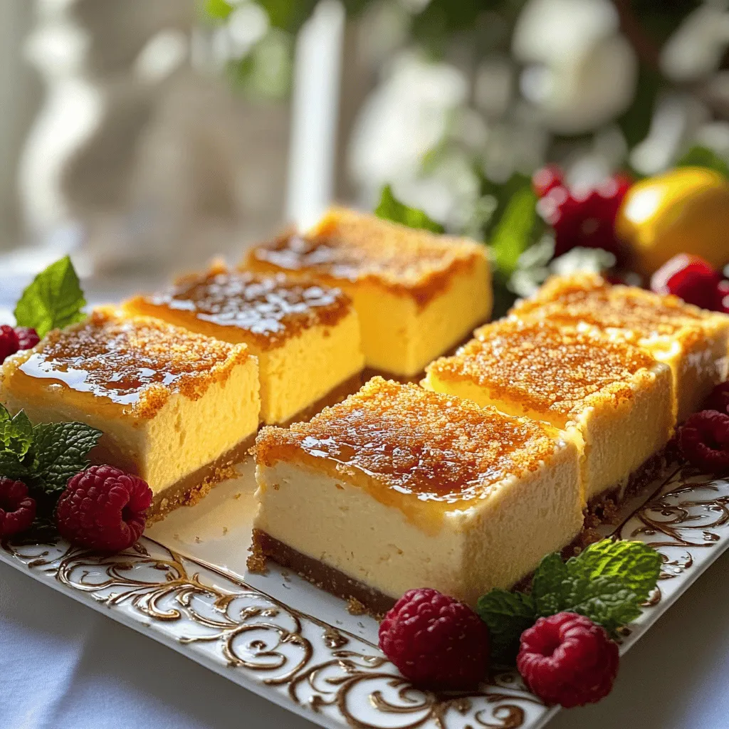 Crème brûlée cheesecake bars combine two beloved desserts into one. You get the smooth, creamy texture of cheesecake and the crunchy, sweet crust. This dessert is a showstopper. It looks great and tastes even better.