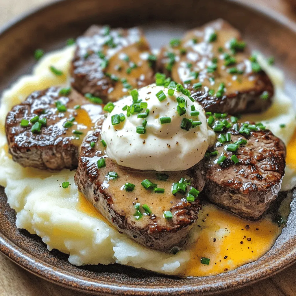 Creamy Garlic Butter Steak Bites with Mashed Potatoes