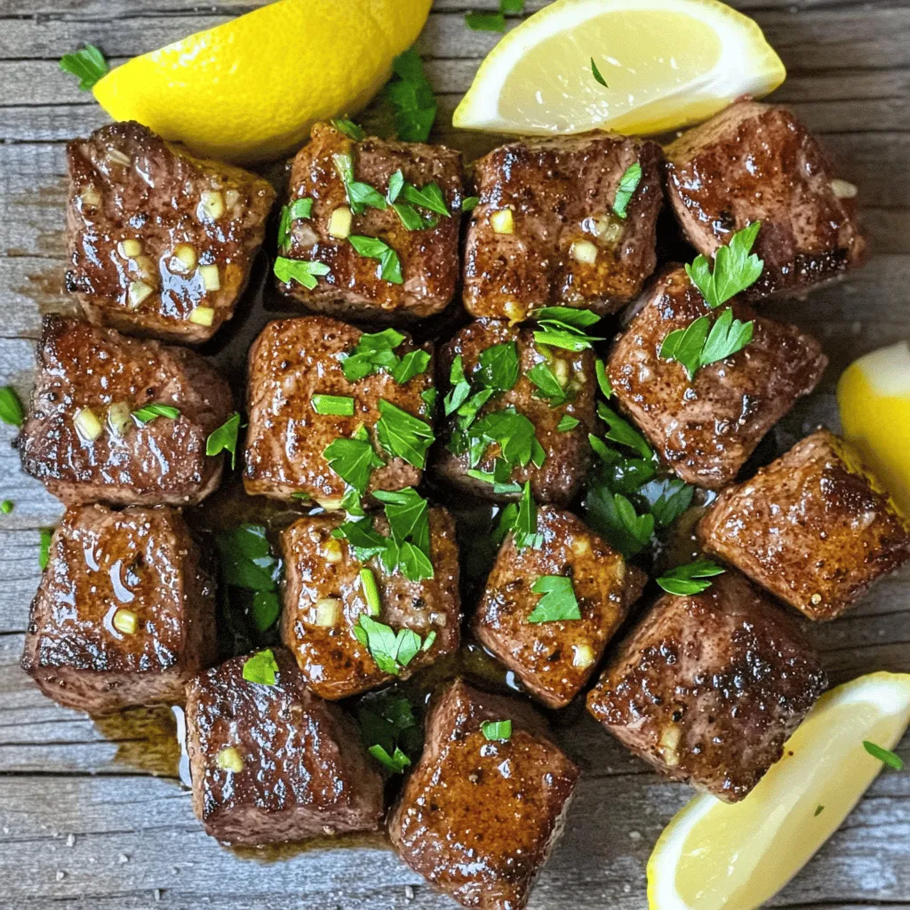 To make Cajun Garlic Butter Steak Bites, gather these main ingredients: - 1 lb sirloin steak, cut into bite-sized cubes - 3 tablespoons unsalted butter - 4 cloves garlic, minced - 1 tablespoon olive oil