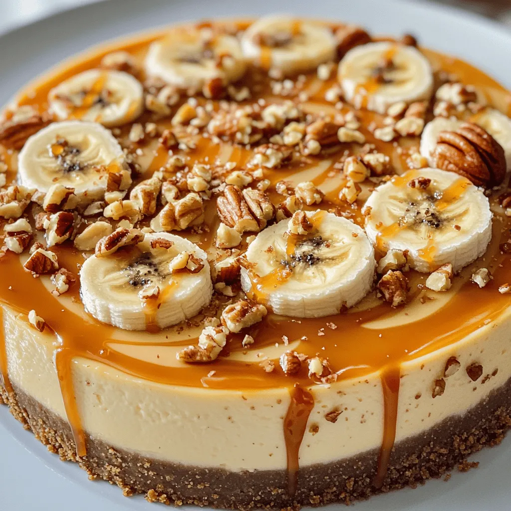 To make this yummy cheesecake, you will need: - 1 ½ cups graham cracker crumbs - ½ cup unsalted butter, melted - 2 cups cream cheese, softened - 1 cup granulated sugar - 1 teaspoon vanilla extract - 3 large eggs - 2 ripe bananas, mashed - 1 cup sour cream - ½ teaspoon ground cinnamon - ½ cup caramel sauce (store-bought or homemade) - 1 cup mixed nuts (walnuts, pecans, and almonds), chopped - 1 banana, thinly sliced (for topping) - Extra caramel sauce for drizzling (optional)