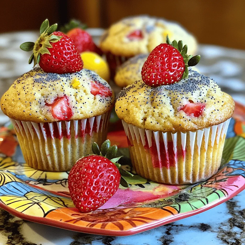 Savory Strawberry Lemon Poppy Seed Muffins Recipe