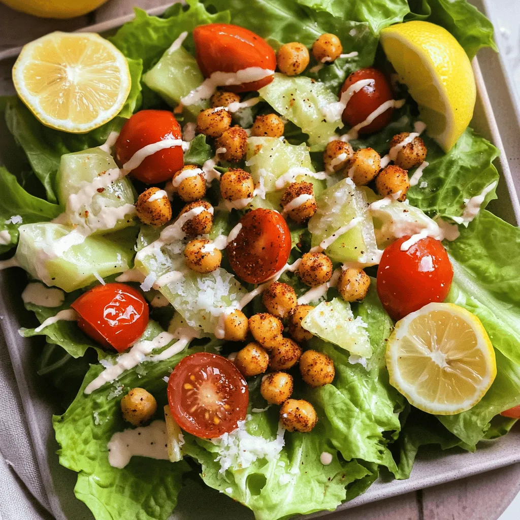 For a tasty Caesar salad with roasted chickpeas, gather these ingredients: