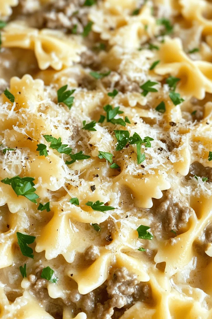 Creamy Beef and Bowtie Pasta Recipe