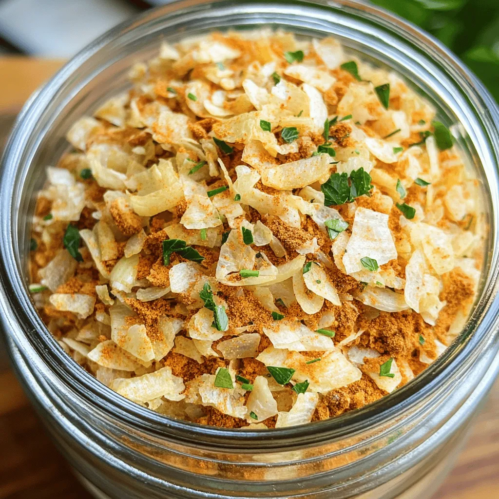 To make a great homemade onion soup mix, start with simple ingredients. The base consists of dried onion flakes, beef bouillon granules, and onion powder. For my recipe, I use 1/2 cup of each. This gives a strong onion flavor with a savory kick.