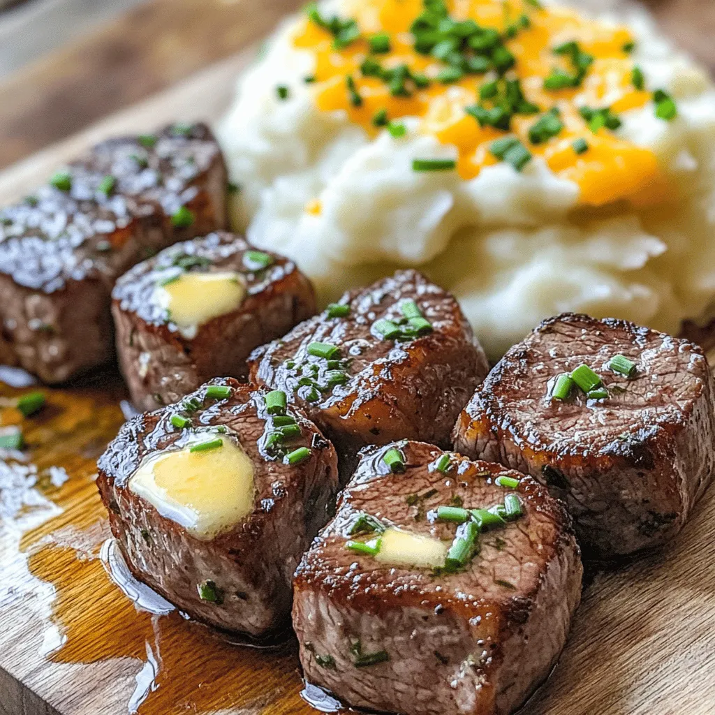 Juicy Steak Bites in Garlic and Herb Butter Dish