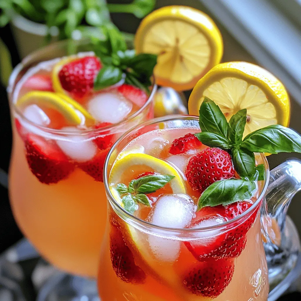 Strawberry Basil Lemonade Refreshing Summer Drink