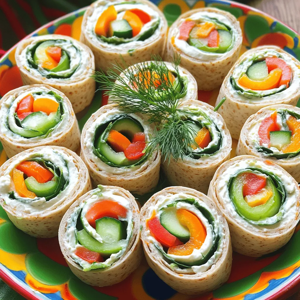 Garden Veggie Cream Cheese Pinwheels Delightful Snack