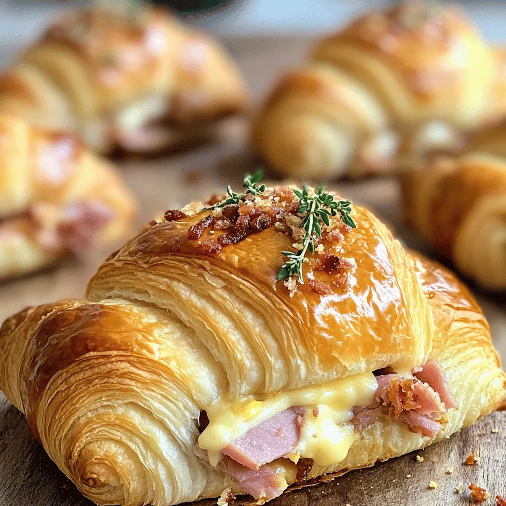 To make baked ham and cheese croissants, you will need: