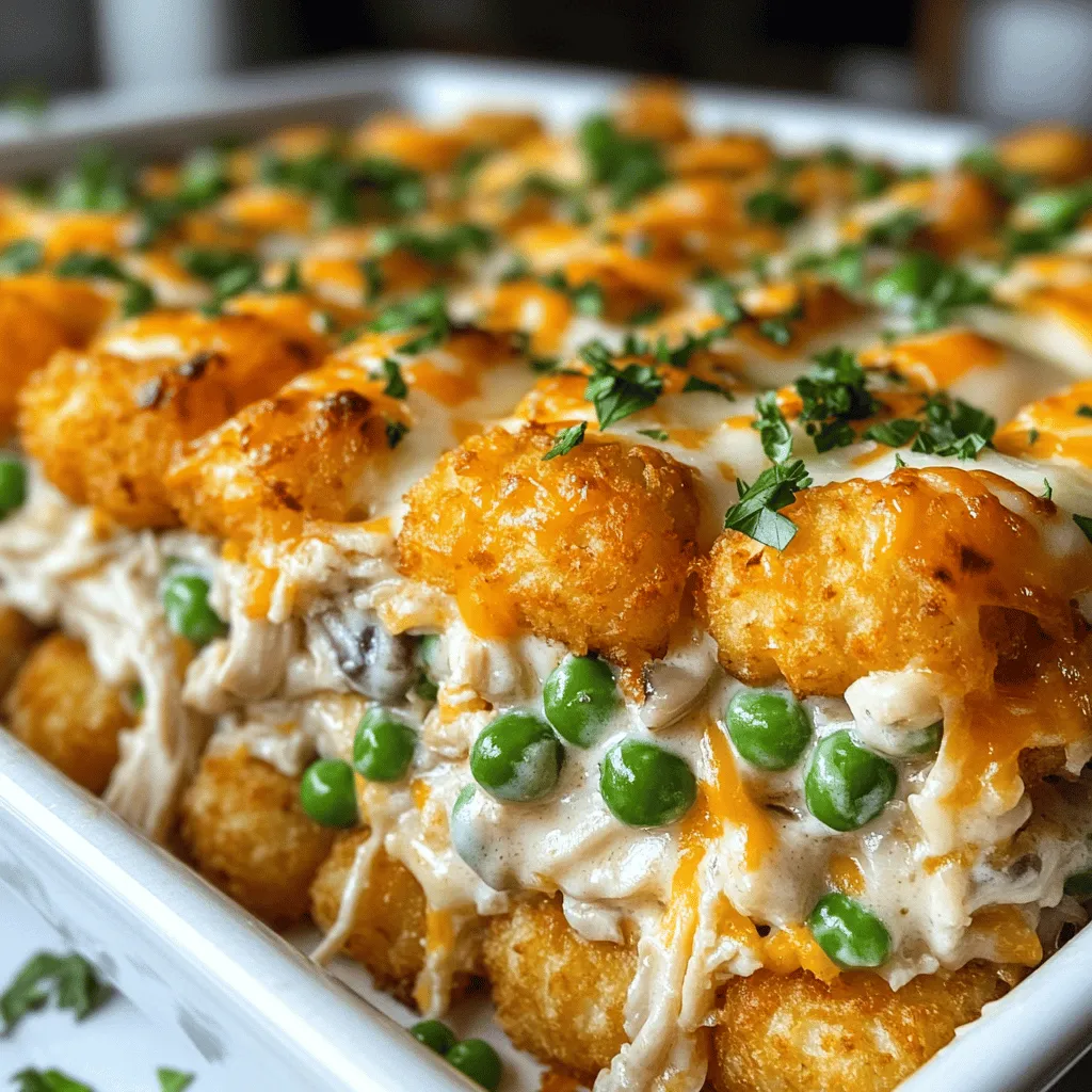 Savory Creamy Chicken Alfredo Tater Tot Casserole Delight