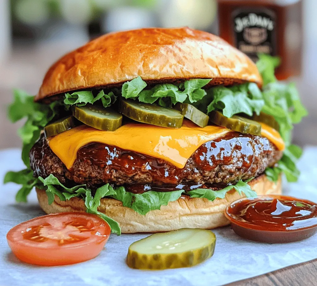 The Jack Daniel’s BBQ Bliss Burger is not just any burger; it’s a culinary masterpiece that combines the rich, smoky flavors of barbecue with the boldness of whiskey. This burger is a celebration of textures and tastes, where juicy ground beef meets a luscious, whiskey-infused BBQ sauce that delights the palate. With its melty cheddar cheese and fresh toppings, this burger is perfect for backyard barbecues, family gatherings, or a cozy night in.