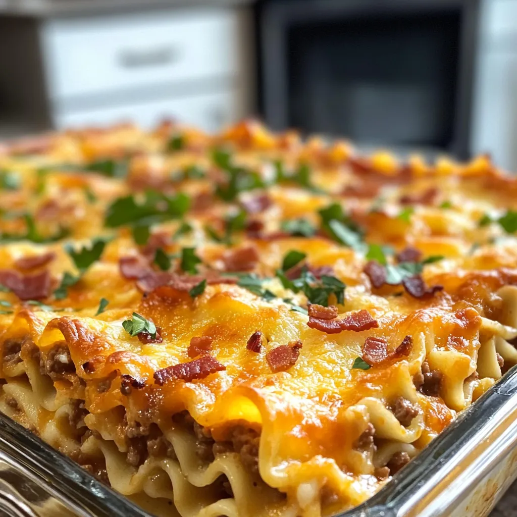 Parmesan Garlic Cheeseburger Lasagna with Bacon: A Comfort Food Delight