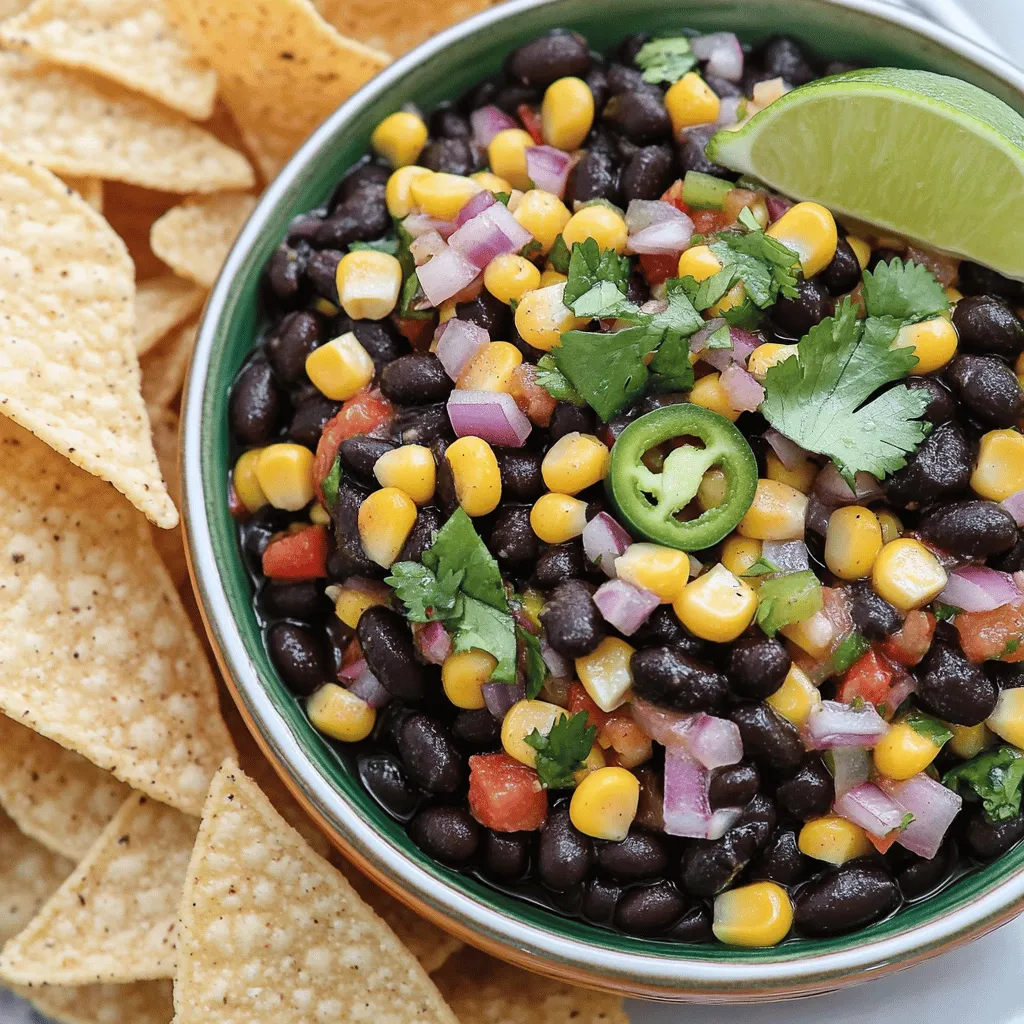 Black bean and corn salsa is bright, fresh, and tasty. The main ingredients are simple yet flavorful.