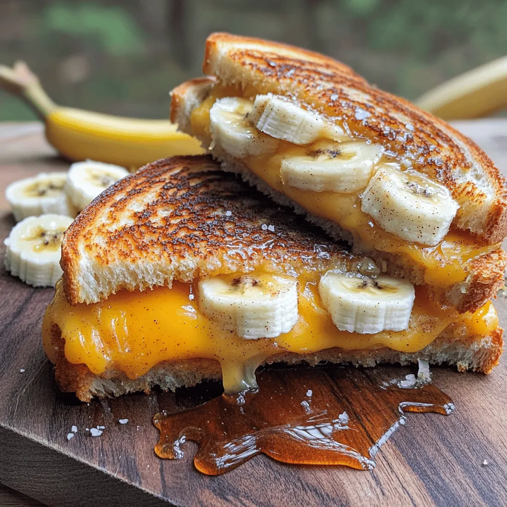To make the Honey Banana Grilled Cheese Sandwich, gather these items: - 2 slices of whole grain or sourdough bread - 1 tablespoon unsalted butter, softened - 2 ounces cream cheese, softened - 1 ripe banana, sliced - 2 tablespoons honey - 1/2 teaspoon cinnamon - 1/2 cup shredded sharp cheddar cheese - Pinch of sea salt