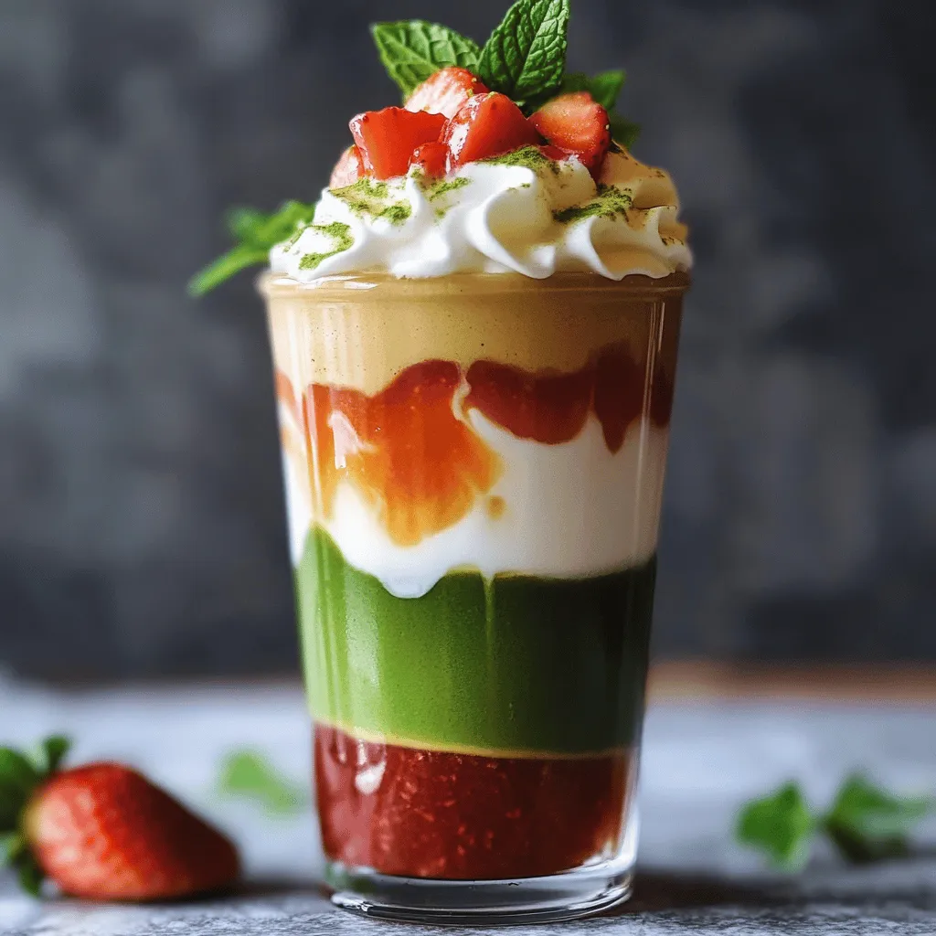 Savory Strawberry Matcha Latte Refreshing Drink Recipe