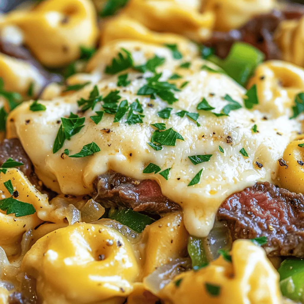 - Cheese tortellini - Ribeye steak - Onion, green bell pepper, garlic