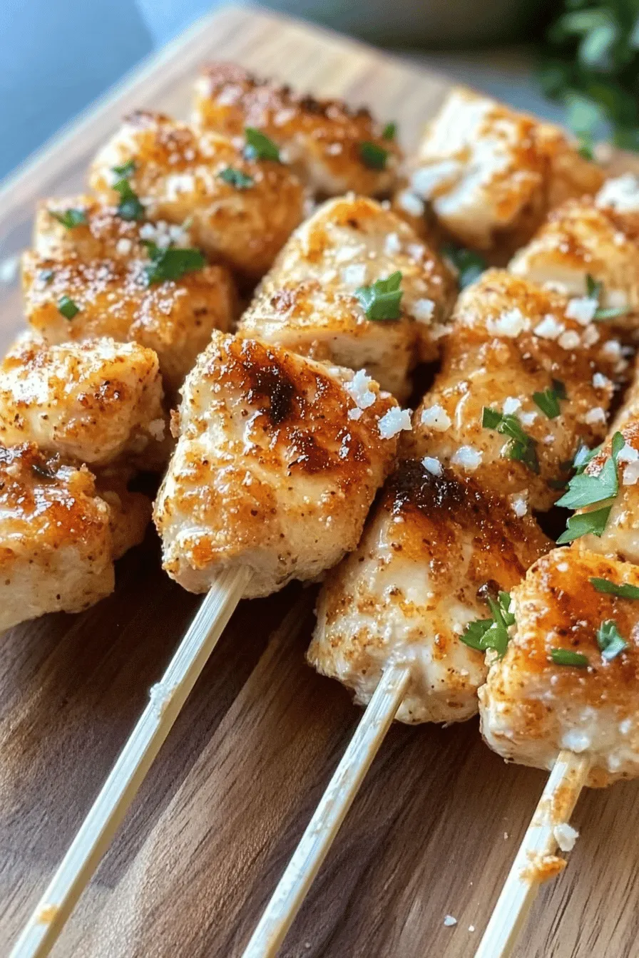 Air Fryer Garlic Parmesan Chicken Skewers