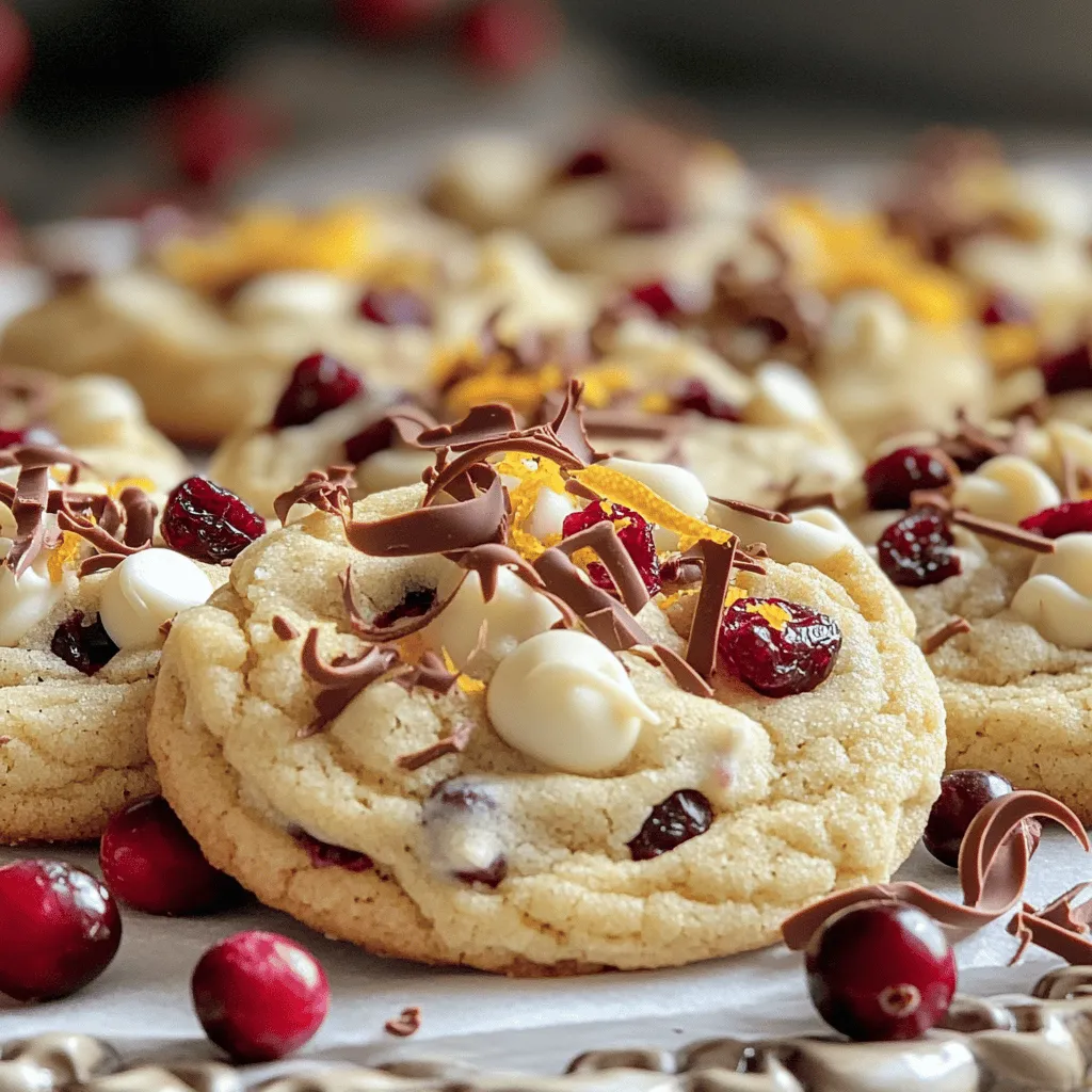 - 1 cup unsalted butter, softened - 3/4 cup brown sugar, packed - 1/2 cup granulated sugar - 1 large egg - 1 teaspoon vanilla extract - 2 cups all-purpose flour - 1 teaspoon baking soda - 1/2 teaspoon salt - 1 cup white chocolate chips - 1 cup dried cranberries - Zest of 1 orange