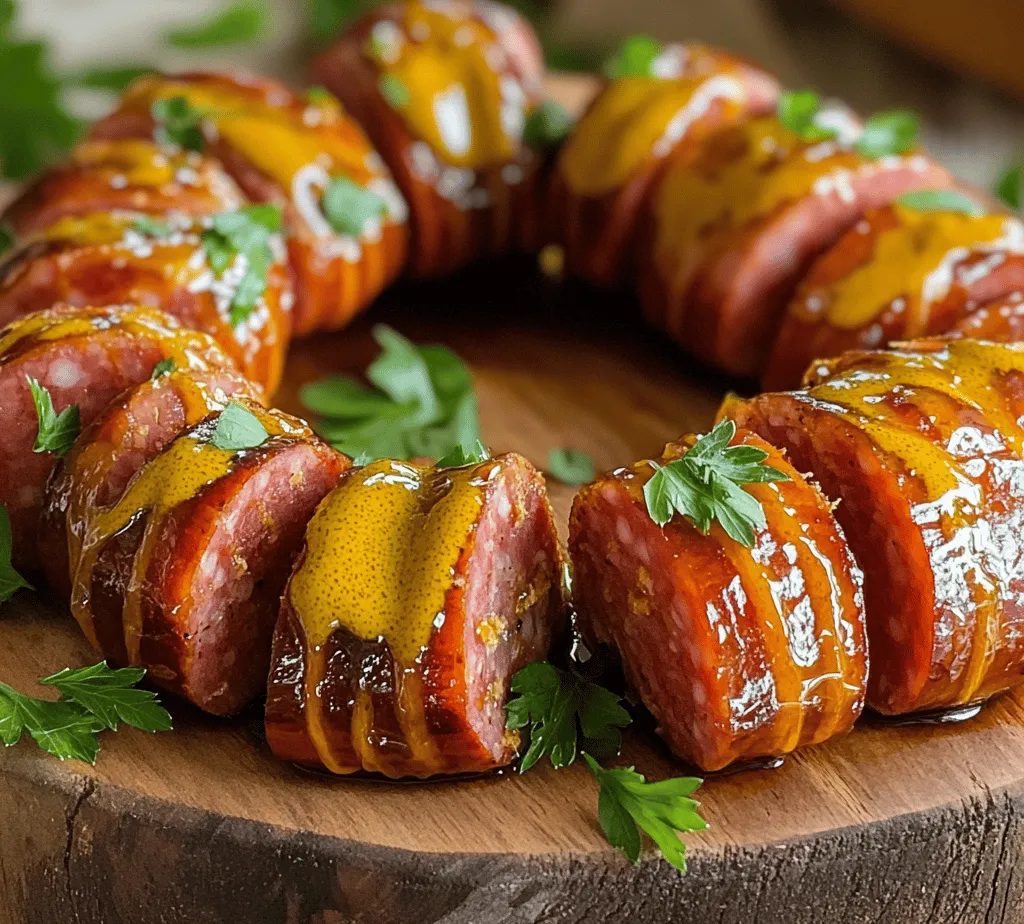 Welcome to the delightful world of Mustard Hasselback Kielbasa Bites, a dish that not only satisfies the palate but also dazzles the eyes. Whether you