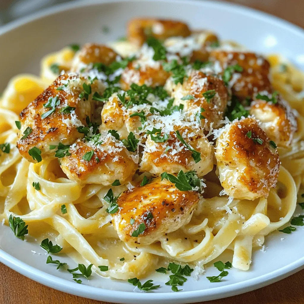 Garlic Butter Chicken Bites with Savory Creamy Parmesan Pasta