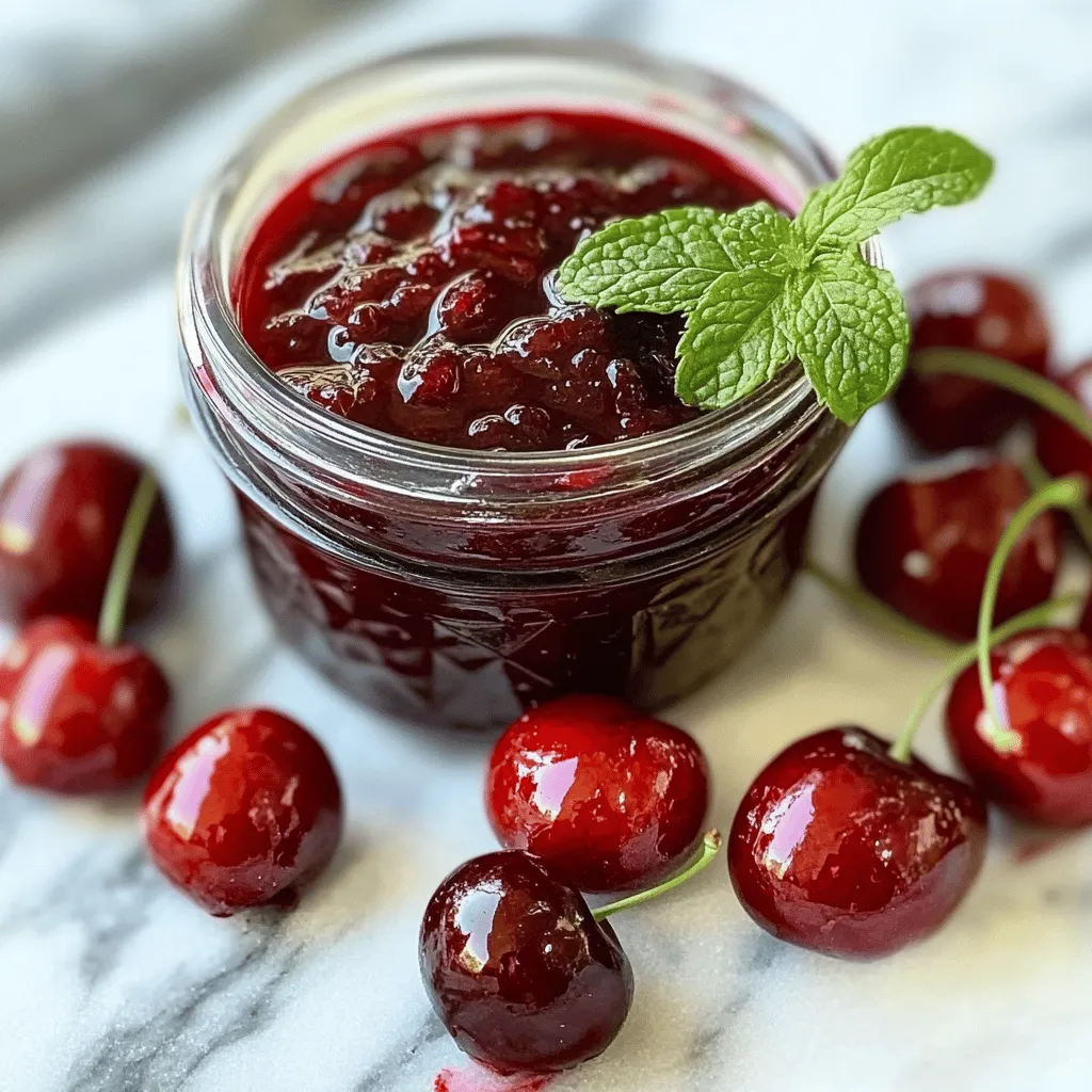 - 2 cups fresh or frozen pitted cherries - 1/2 cup sugar - 1 tablespoon lemon juice - 1 teaspoon vanilla extract - 1/2 cup water