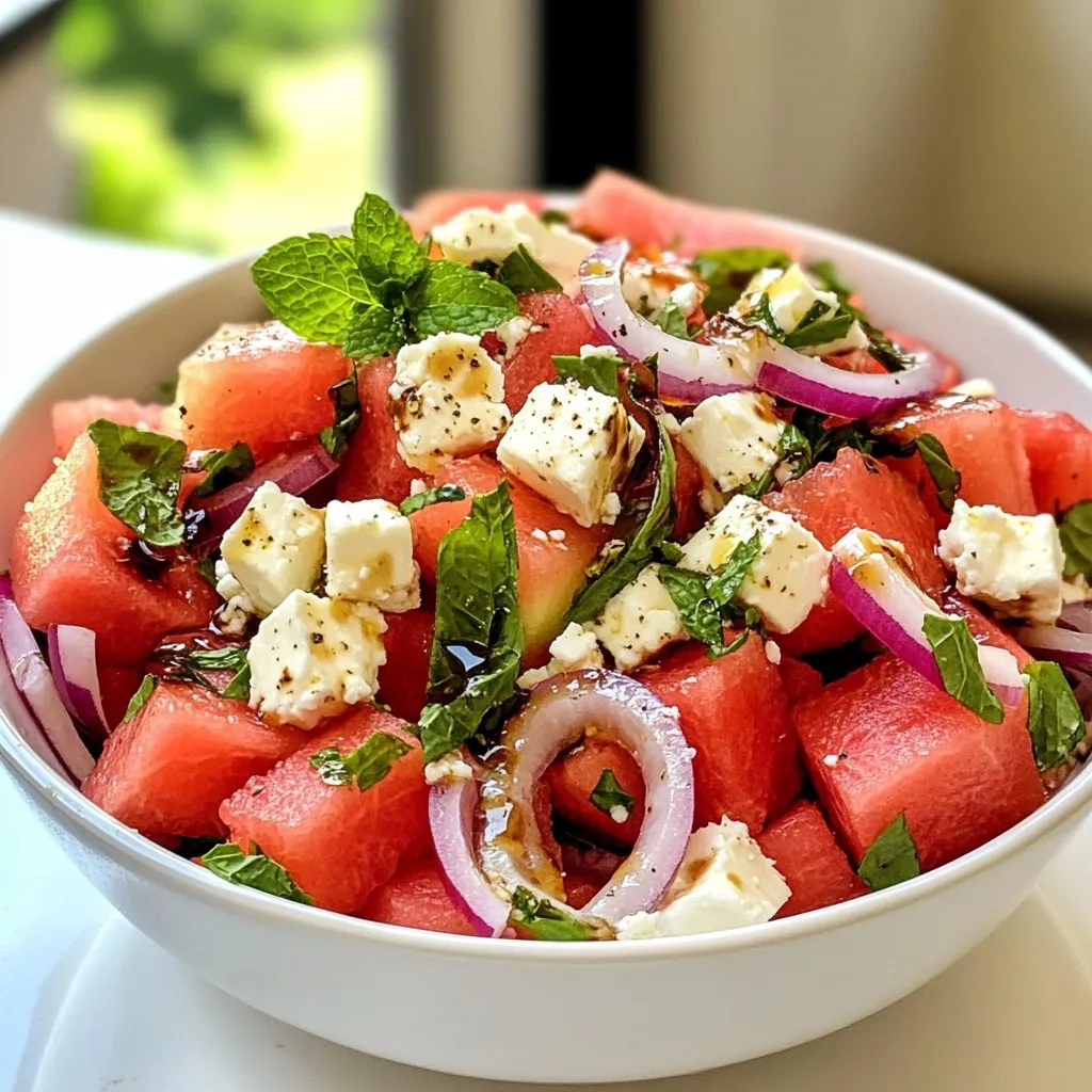 Watermelon Feta Mint Salad Fresh and Flavorful Dish