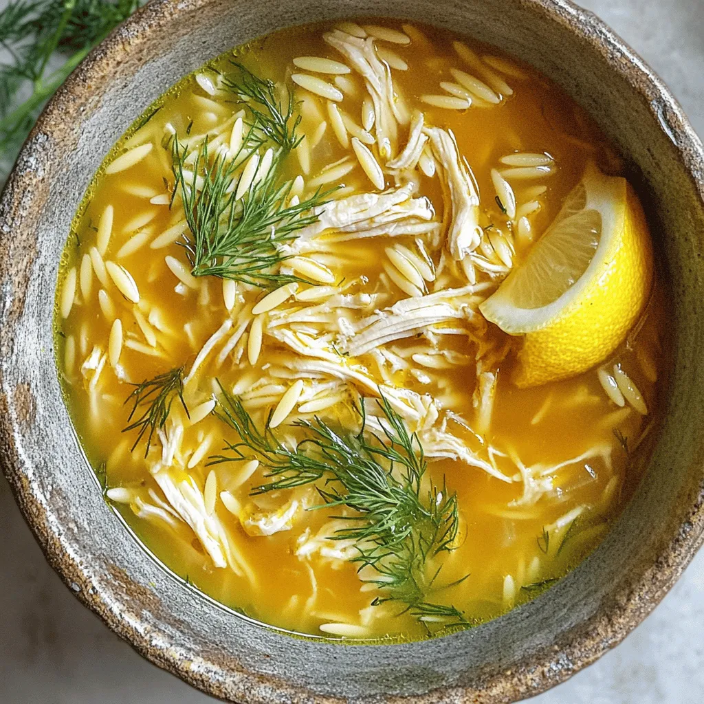 Avgolemono is a rich and cozy Greek soup. It combines chicken, lemon, and egg. The key ingredients make it special.