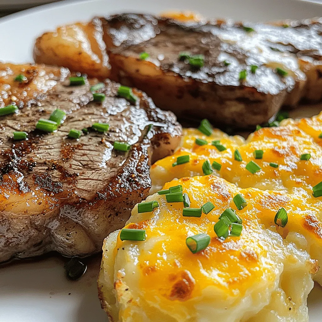 Ribeye Steak with Cheesy Scalloped Potatoes Delight