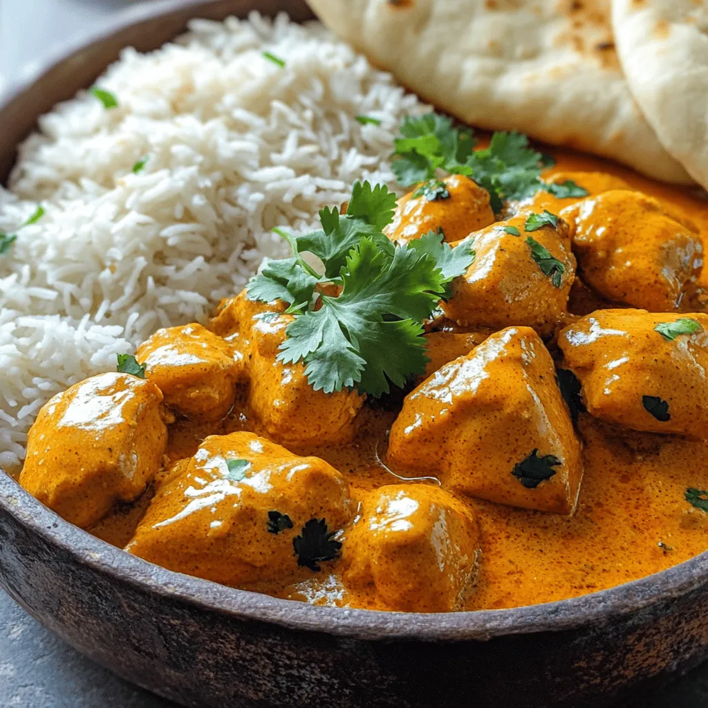 Butter chicken is a rich and tasty dish. To make it, you need a few key butter chicken ingredients. First, you will use boneless chicken thighs. They stay juicy and tender. Next, yogurt helps to marinate the chicken. It adds creaminess and flavor.