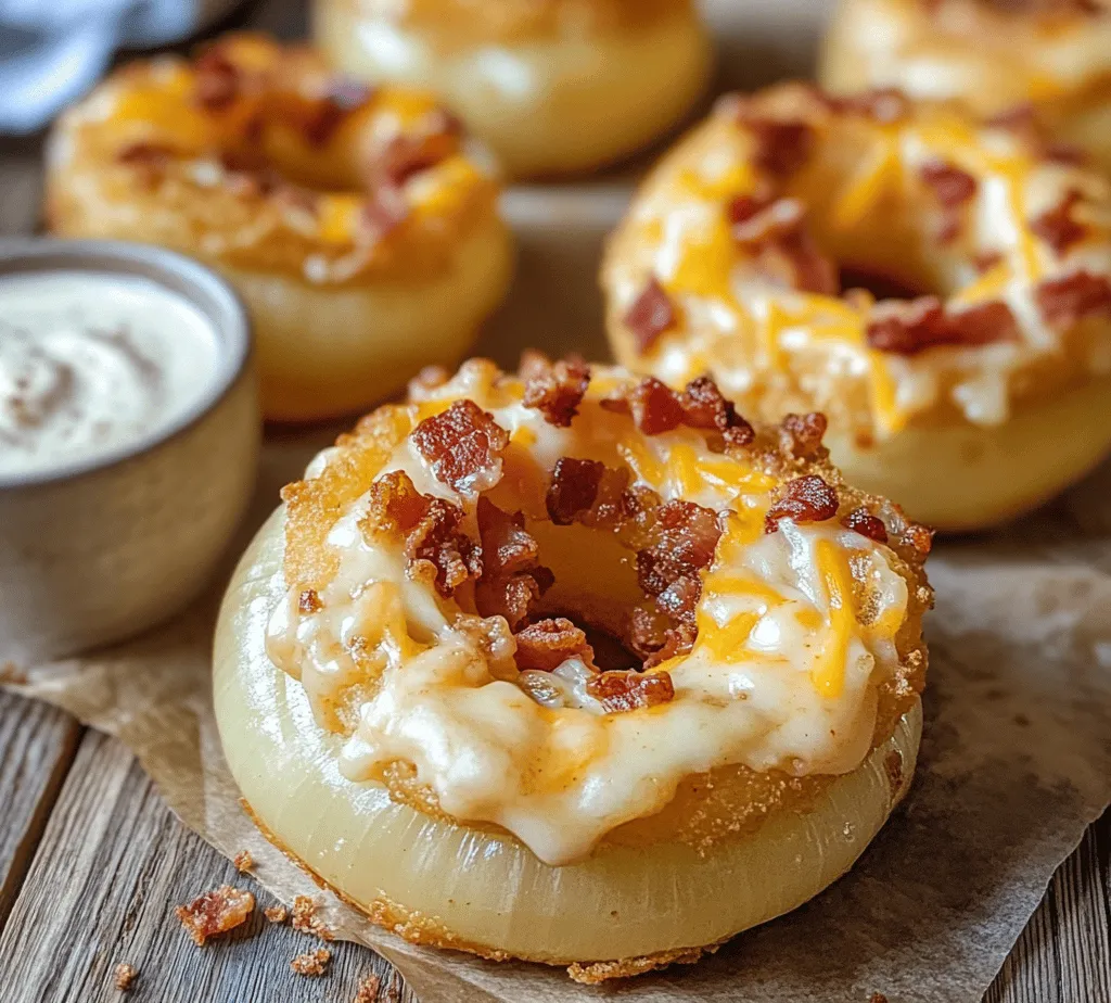 If you’re looking for a snack that combines crispy textures, cheesy goodness, and the savory taste of bacon, cheesy bacon onion rings are the ultimate treat. This mouthwatering recipe takes the classic onion ring to a whole new level, turning it into a decadent indulgence that is perfect for gatherings, parties, or simply as a delicious snack to enjoy at home. Imagine biting into a perfectly fried onion ring: the crunch of the golden exterior gives way to the sweet, tender onion inside, all while being enveloped in a rich blend of gooey cheese and crispy bacon. It’s a flavor explosion that’s hard to resist and even harder to forget.