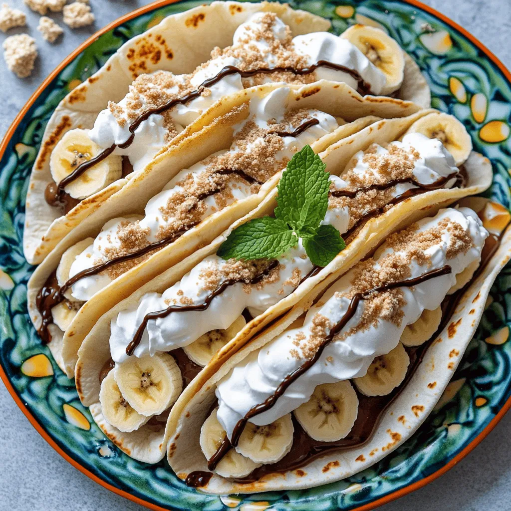 Banana pudding tacos are a fun twist on a classic dessert. They combine sweet bananas, creamy pudding, and whipped cream in a soft tortilla. This treat is easy to make and perfect for any gathering.