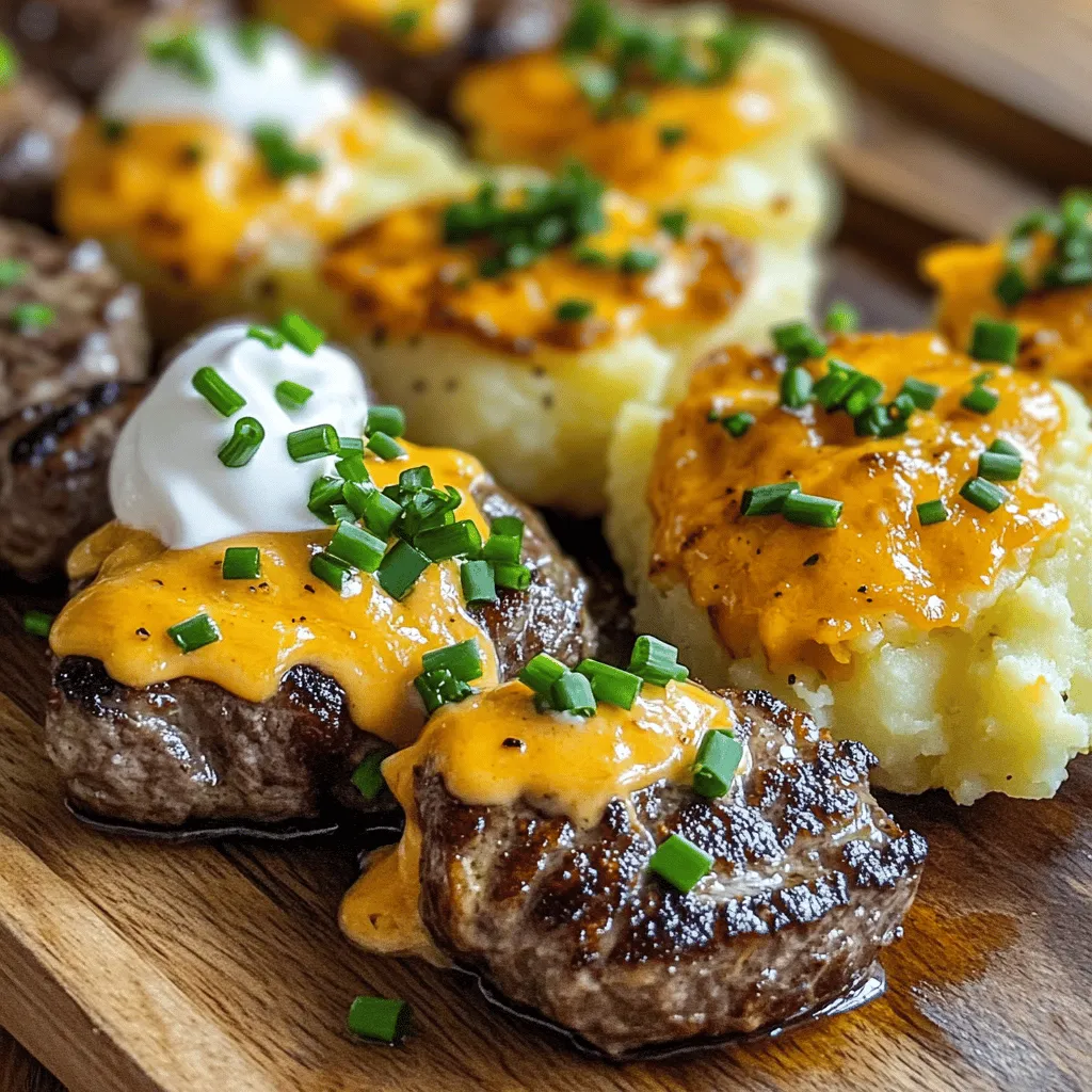Garlic Butter Steak Bites with Crispy Cheddar Potatoes