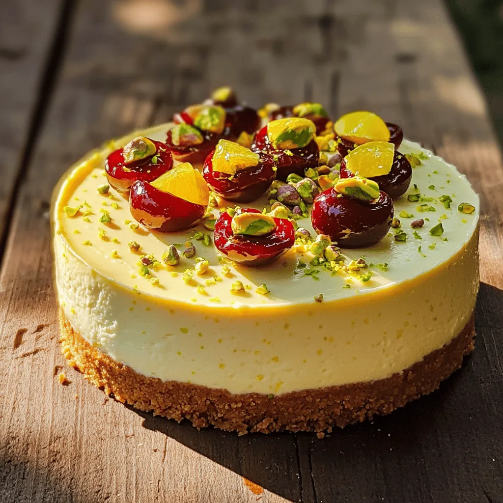 Luscious Lemon-Lime Cherry Pistachio Cheesecake Delight