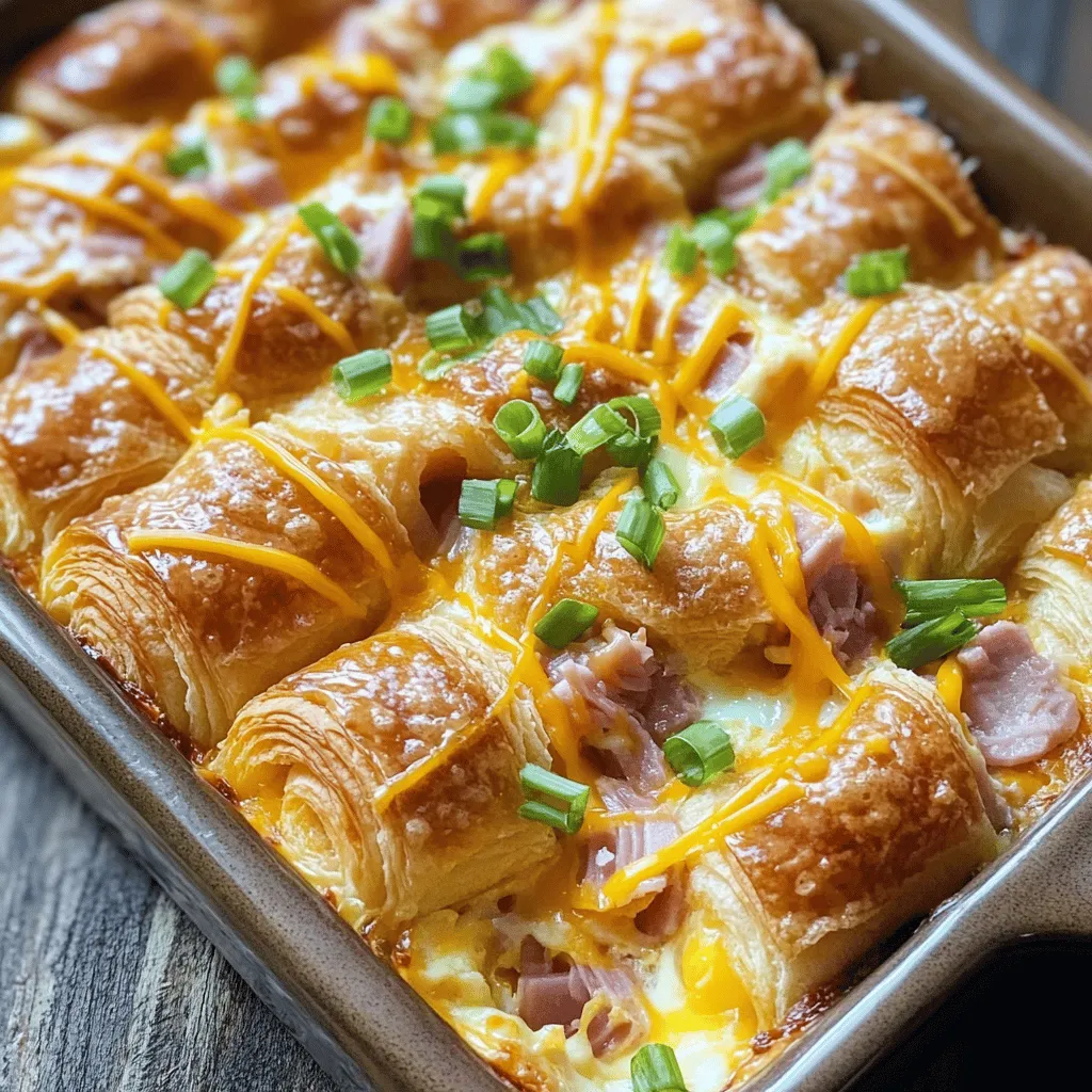 To create a tasty Ham and Cheese Croissant Breakfast Casserole, you will need these ingredients: