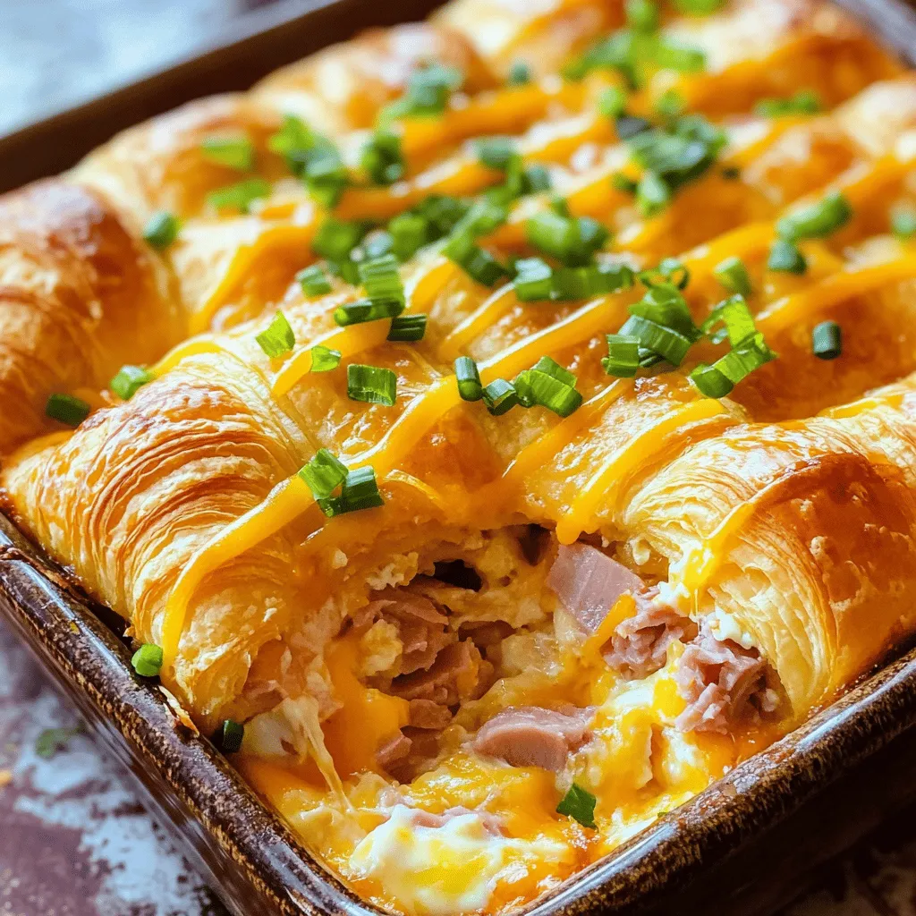 Ham and Cheese Croissant Breakfast Casserole Delight