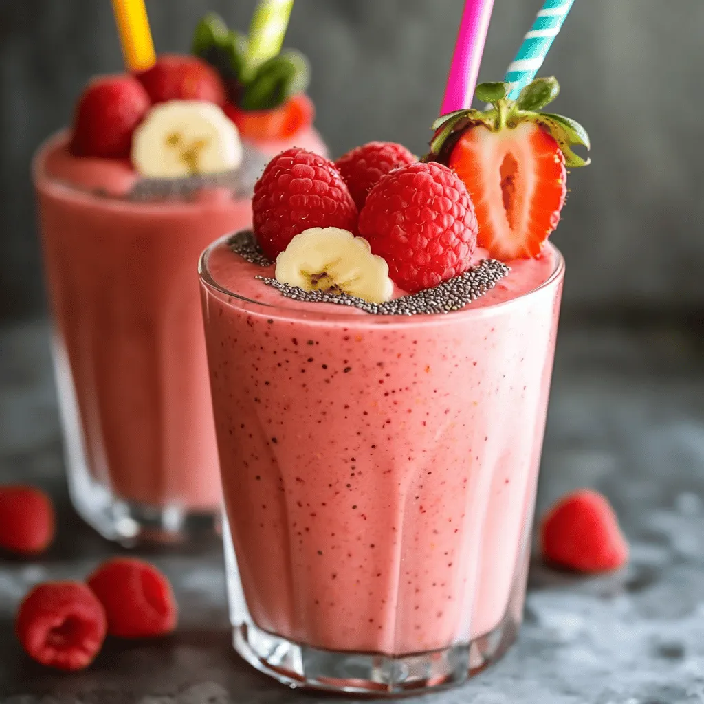 Strawberry Raspberry Banana Protein Smoothie Delight