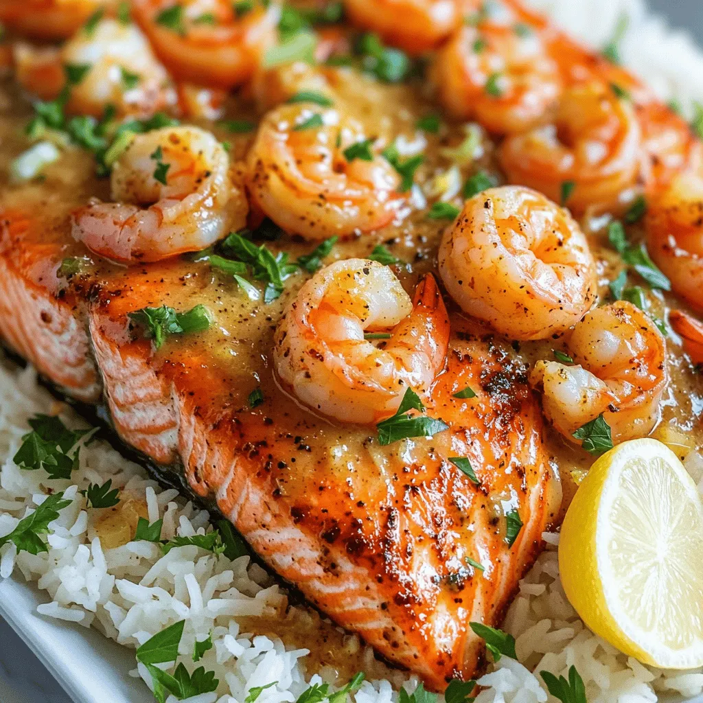 Cajun Salmon and Shrimp with Garlic Butter Sauce Delight