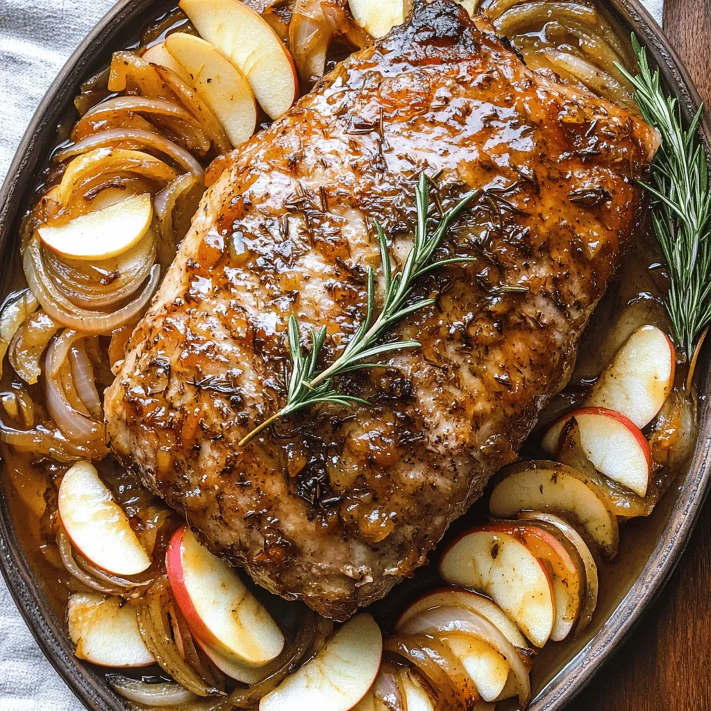 - 3-4 lbs pork shoulder, bone-in - 2 cups apple cider (non-alcoholic) - 1 large onion, sliced