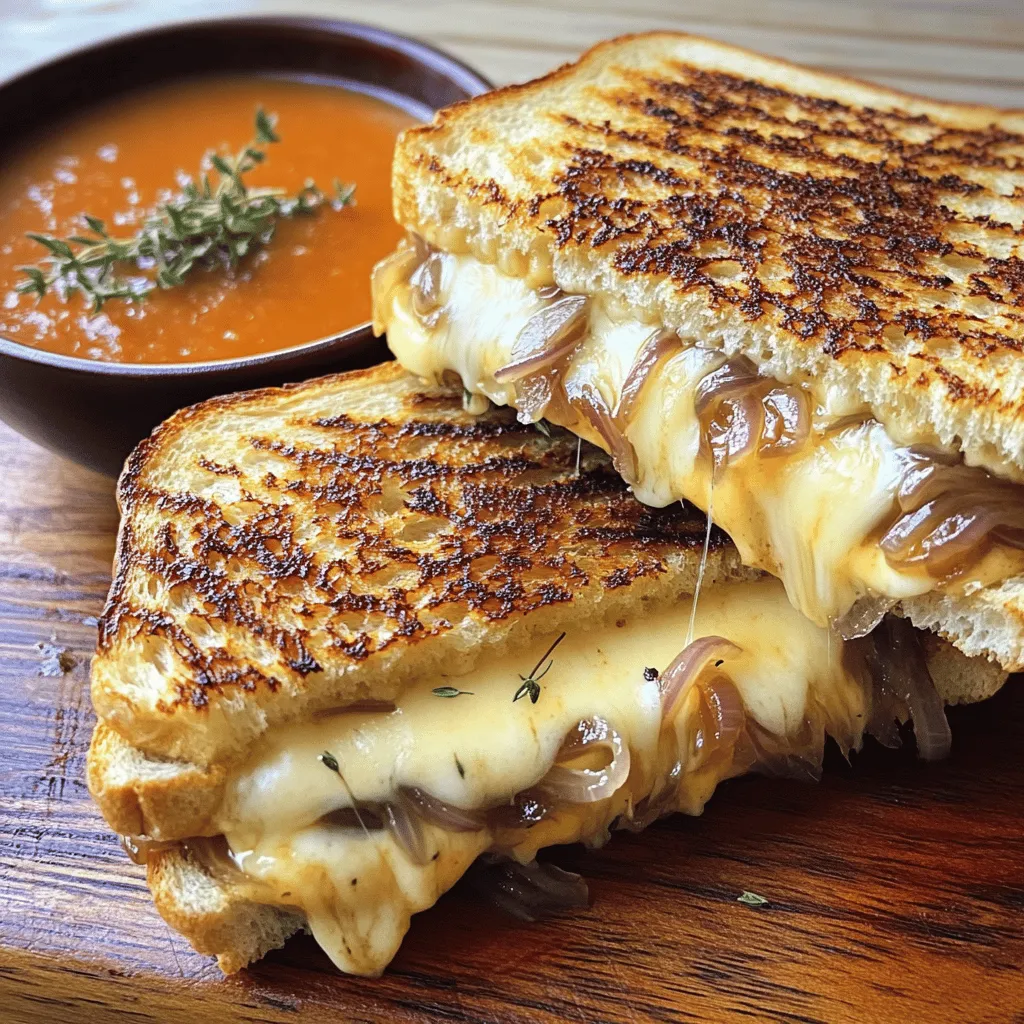 For the French Onion Grilled Cheese, you will need these tasty ingredients. Each one plays a role in making this dish special.