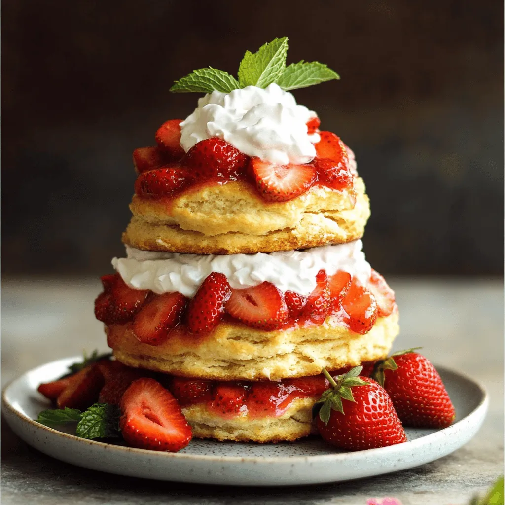 For a great strawberry shortcake, you need fresh berries. Here’s what to gather: - 2 cups fresh strawberries, hulled and sliced - 2 tablespoons sugar (for strawberries)