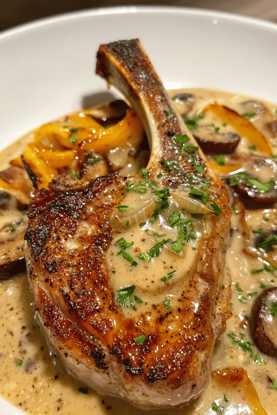 Savory Pork Chops with Creamy Mushroom Gravy: A Deliciously Comforting Dish
