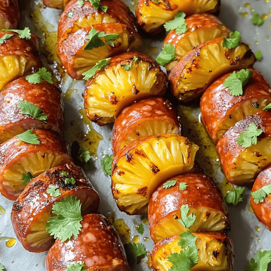 Pineapple Hasselback Kielbasa Bites Recipe