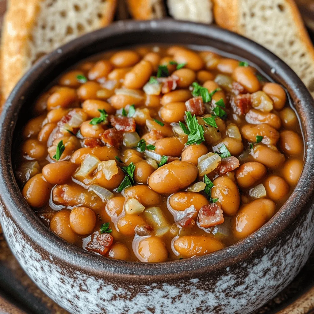 To make delicious homemade baked beans, you need some key ingredients. First, choose your beans. I love using dried navy beans or pinto beans. Soak them overnight for best results. This helps them cook evenly and become tender.