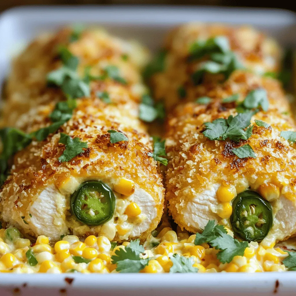 Cheesy Jalapeno Stuffed Chicken with Creamed Corn