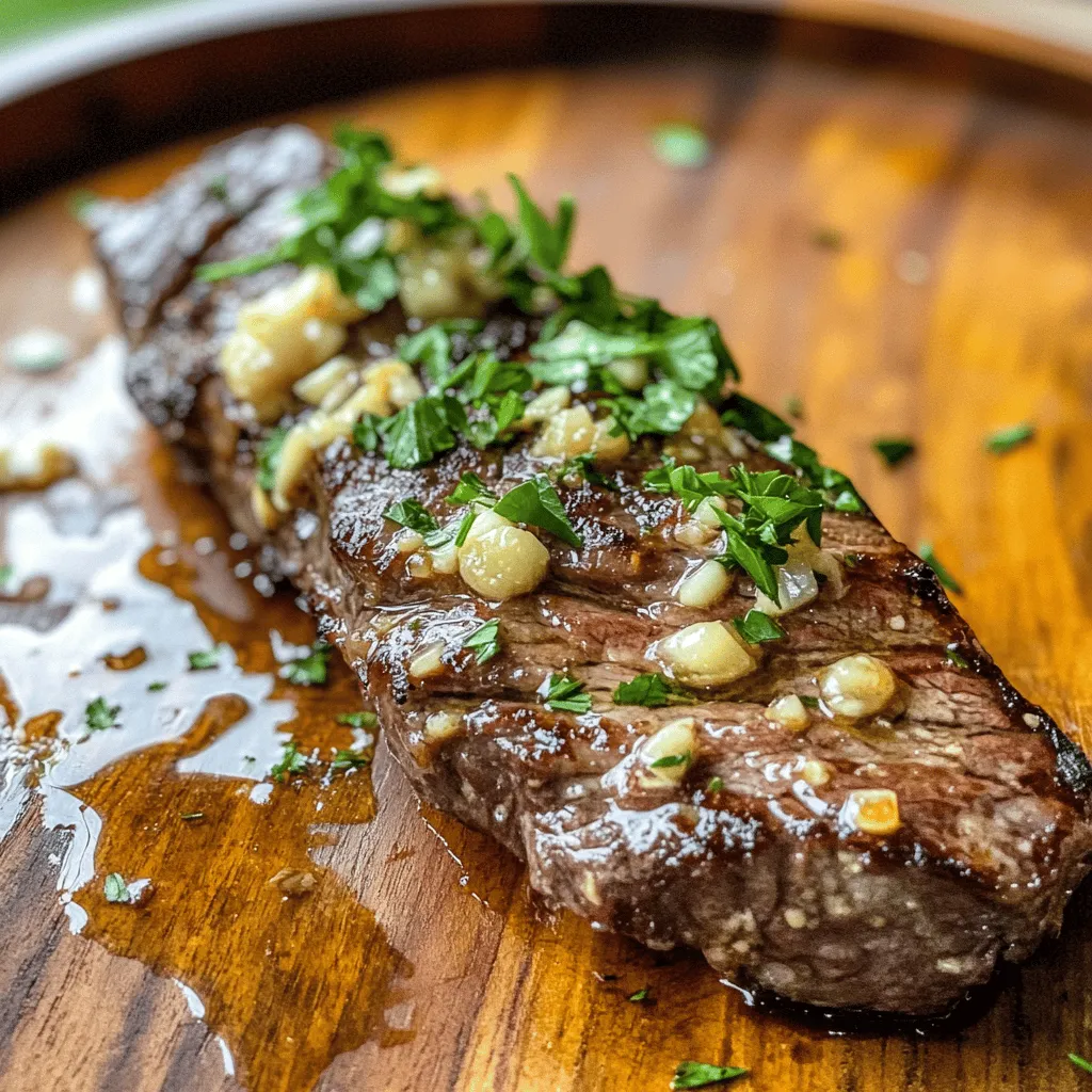 Cast Iron Bavette Steak with Whiskey Garlic Cream Sauce