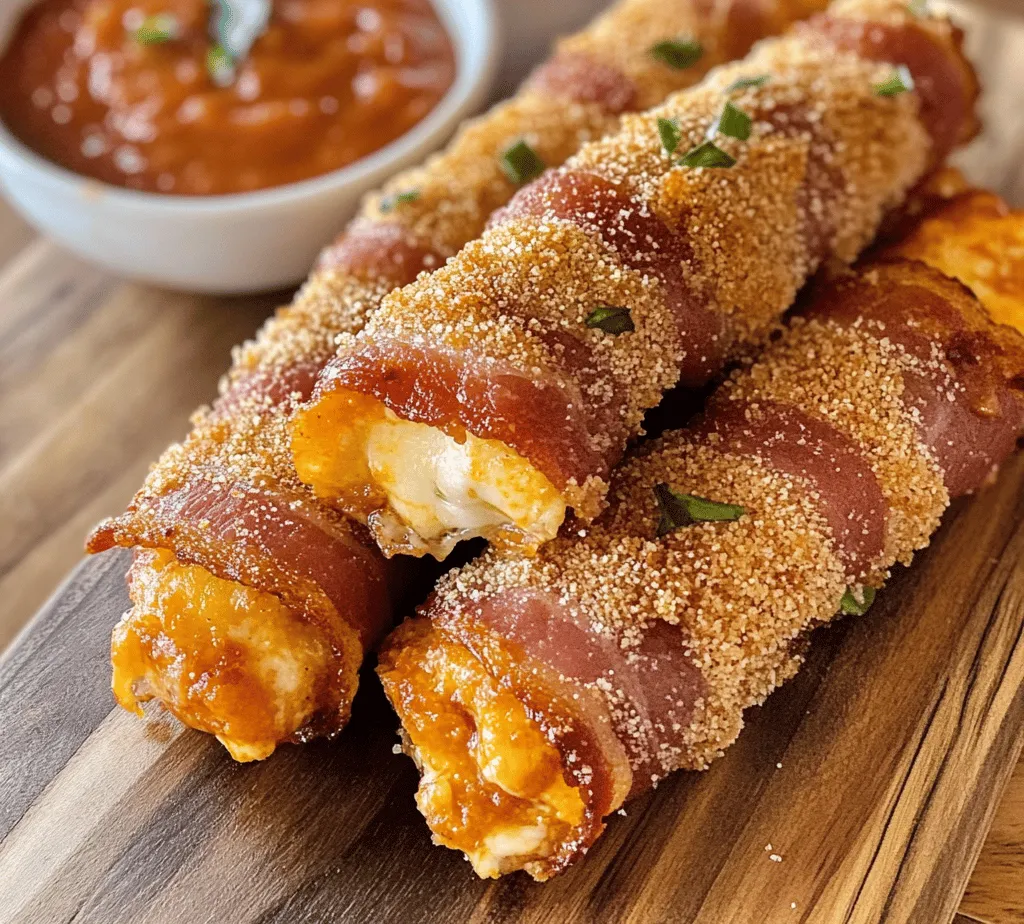 The marriage of flavors in bacon-wrapped mozzarella sticks is nothing short of magical. The salty, savory notes of crispy bacon complement the rich, creamy texture of melted mozzarella cheese. When you take a bite, the initial crunch of the bacon gives way to the gooey cheese, creating a satisfying experience that tantalizes the taste buds. This perfect combination is what has made bacon-wrapped mozzarella sticks a favorite among food lovers everywhere.