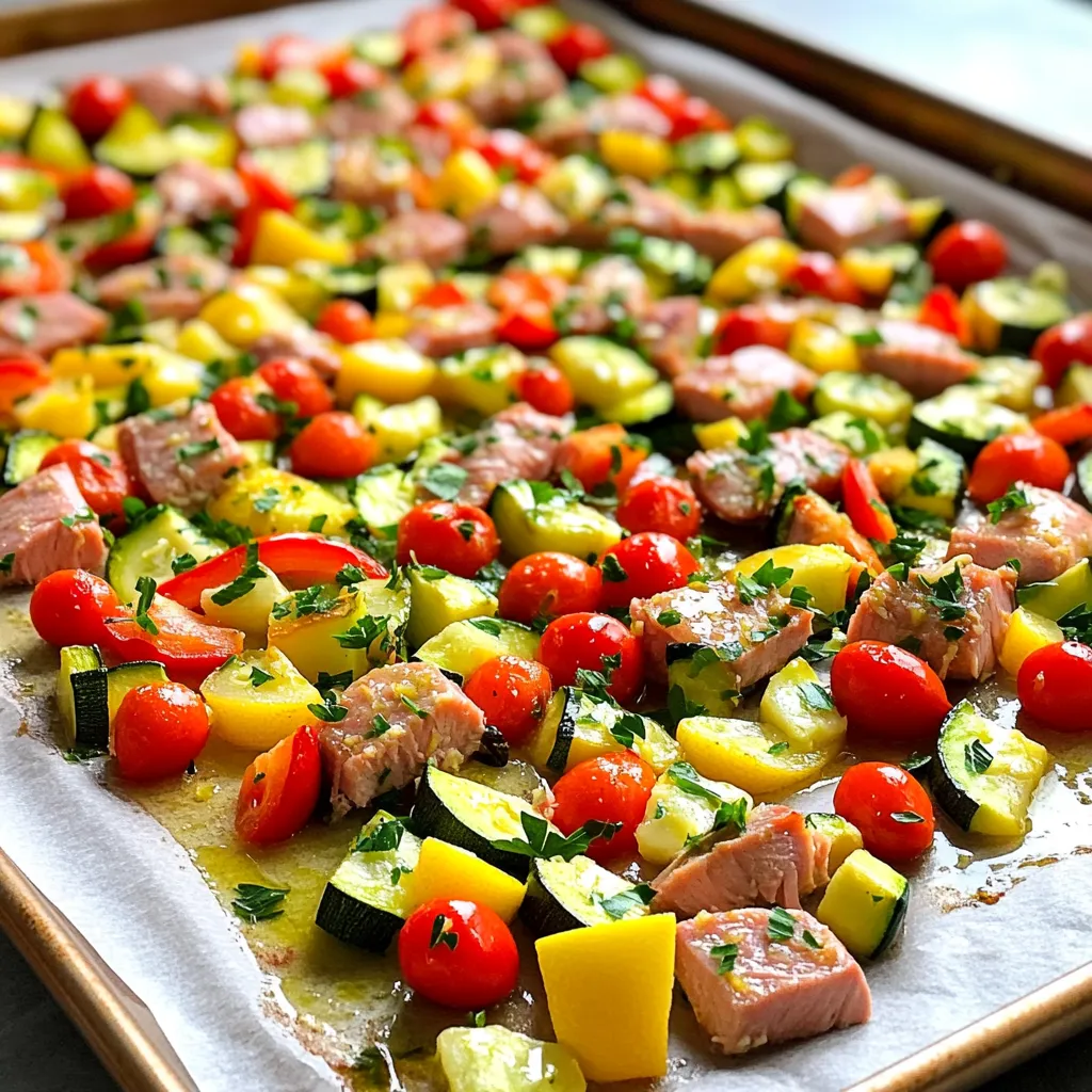 Sheet Pan Lemon Garlic Tuna and Veggies Delight