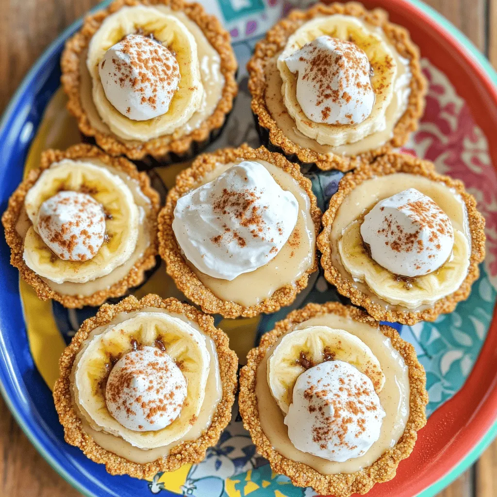 - 1 ½ cups graham cracker crumbs - ½ cup unsalted butter, melted - ⅓ cup granulated sugar - 2 ripe bananas, sliced - 2 cups vanilla pudding (instant or homemade) - 1 cup whipped cream (store-bought or homemade) - 1 teaspoon vanilla extract - ¼ teaspoon cinnamon - Optional: Chocolate shavings or sprinkles for garnish