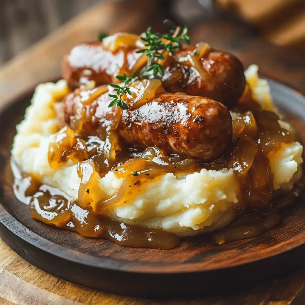 Bangers and Mash with Onion Gravy Tasty Comfort Food