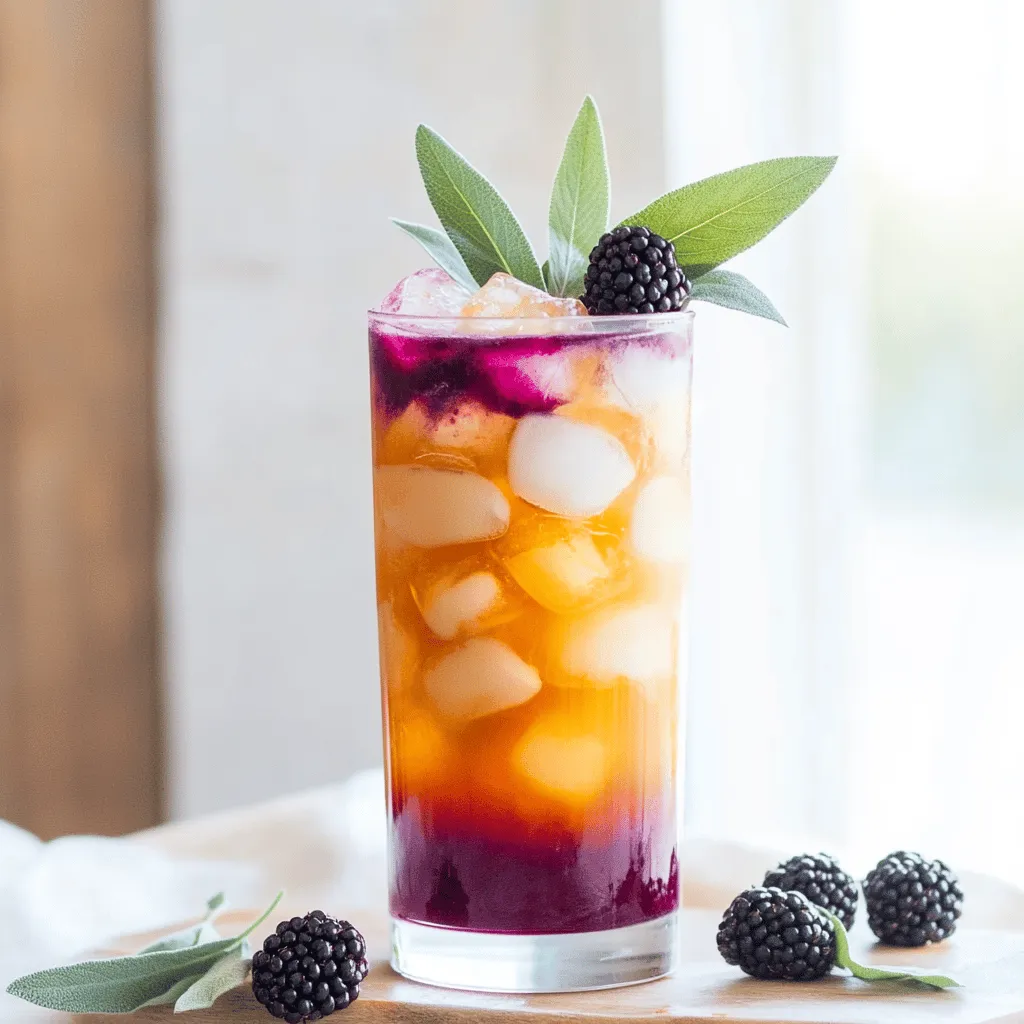 To make a Blackberry Sage Iced Tea Latte, you need a few simple ingredients. Gather 2 cups of water, 2 tablespoons of dried sage leaves, and 1 cup of blackberries. You will also need 2 tablespoons of honey or maple syrup, 1 cup of milk, ice cubes, and fresh sage leaves for garnish.